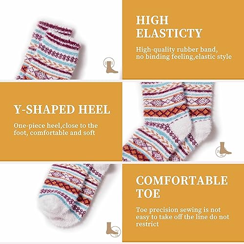 Image of SISOSOCK 5 Pairs Fuzzy Soft Cozy Comfortable Socks for Women, Casual Sleep Comfy Socks, Perfect Warm Winter Gifts for Women
