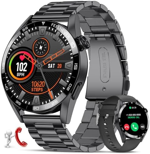 Smart Watches for Men,Bluetooth Call &Text Remind,Health Tracker with Heart Rate/Sleep/Blood Pressure Monitor,1.39″ HD Full Touch Screen Multipe Sport Modes,IP67 Waterproof Smartwatch for iOS Android