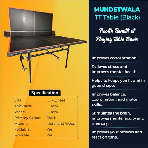 Image of ‎Club Action Wood Table Tennis Table w / 19 MM Top Both Side Laminated & 75 MM Wheels w /Lock (TT Net + 2 TT Racket & 2S Balls) (19 MM Top - 75 MM Wheels)