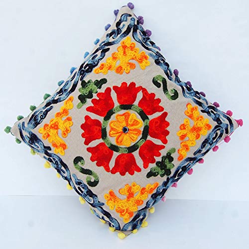 Broderie à la main Suzani housse de coussin indienne 50cm - 2