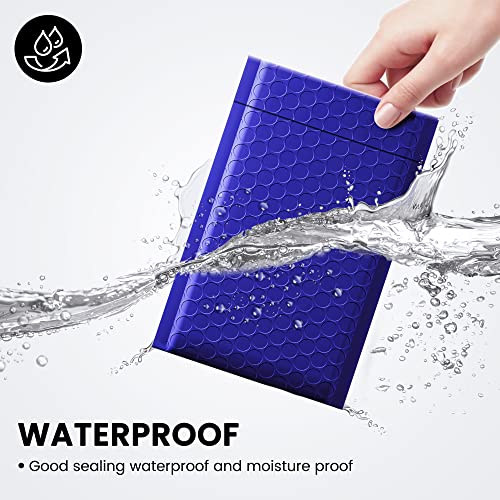 Image of Fuxury Bubble Mailers 4x8 inch 200 Pack Waterproof Padded Envelopes Self Seal Bubble Envelopes Padded Mailers for Small Business Envelope Mailers Usable Size 4x7 Royal Blue