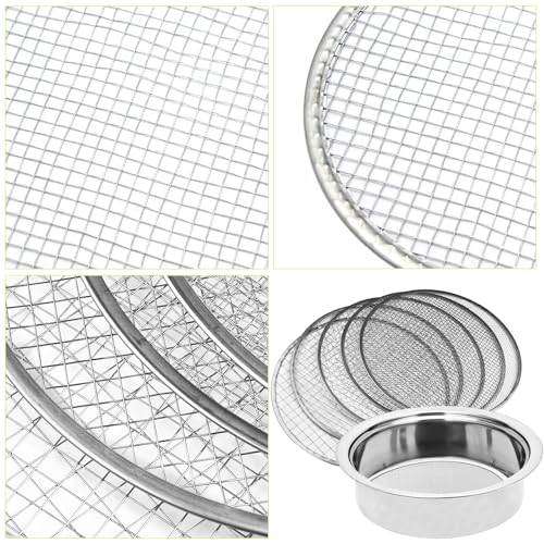 5 In 1 Gartensieb Rund 25cm Gartensieb Aus Edelstahl Mit 5 Austauschbare Siebeinsätze Ø 1,3,6,9,12mm Kompostsieb Aus Edelstahl Mit Gartenhandschuhen Gartenschaufel Für Erde Steine Kompost Sand Saatgut