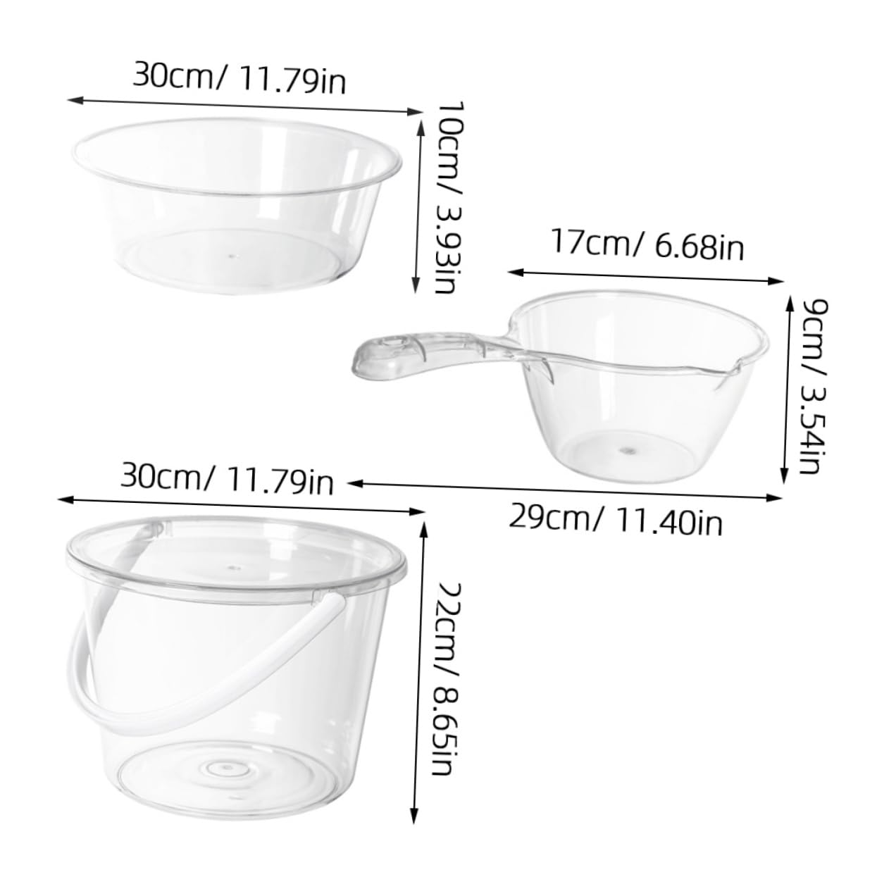 BESTYASH Large Capacity Transparent Wash Bucket Round Plastic Water Bucket for Home Cleaning with Handle