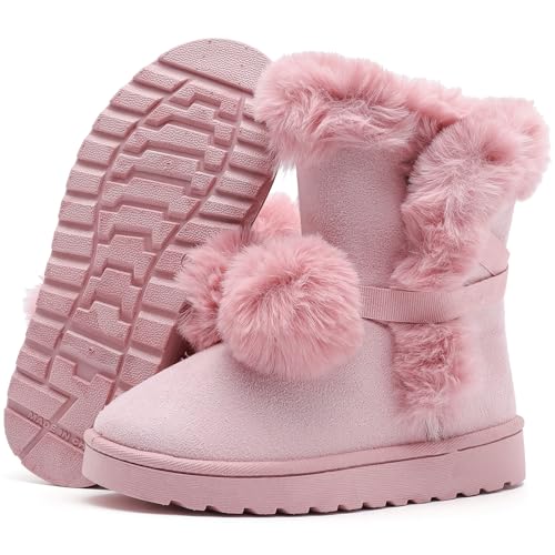 Women's Cute Pompon Lace Up Fur Winter Snow Boots Sweetheart Princess Fluffy Boots4
