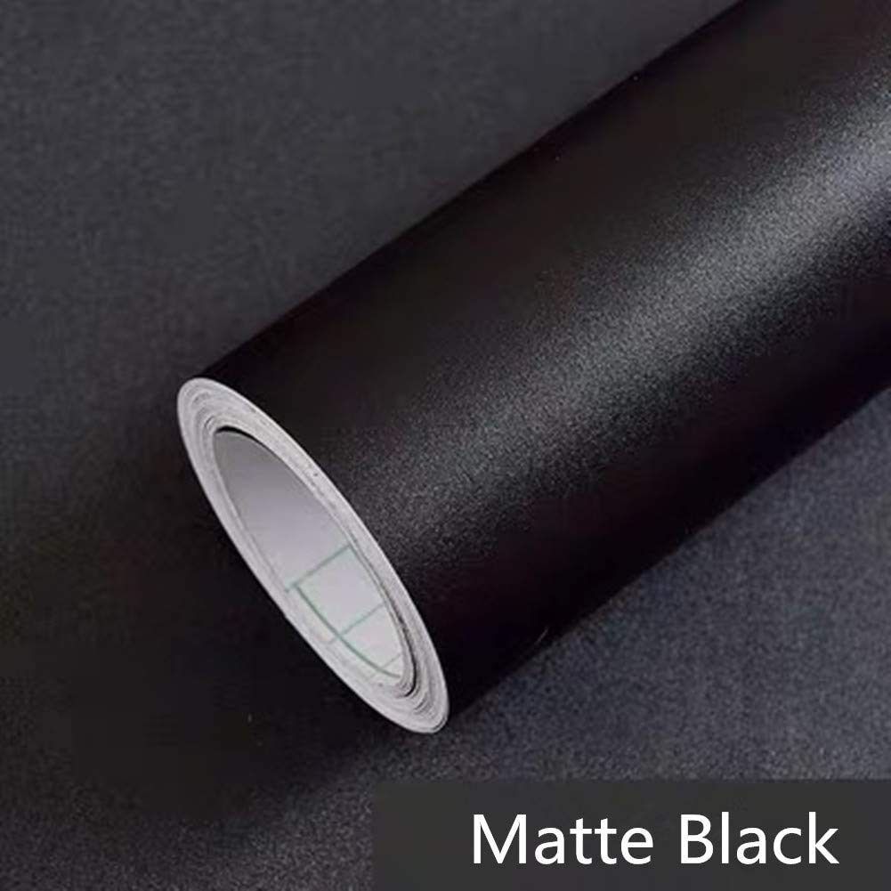 Yancorp Matte Black Wallpaper Plain Vinyl Film Self-Adhesive Shelf Liner Drawer Peel-Stick Countertop Removable (16"x78.7", Black)