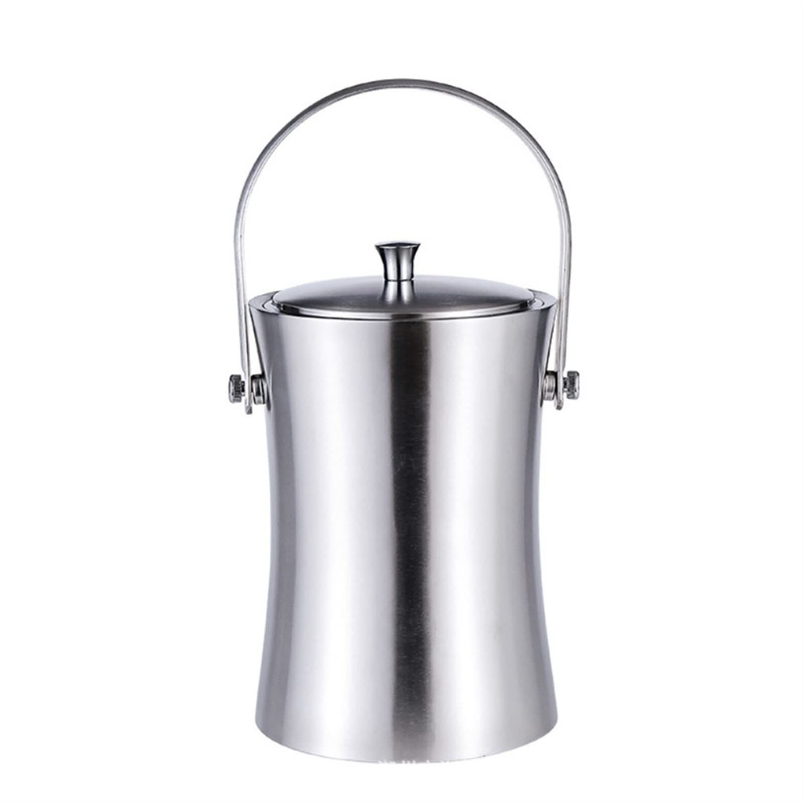Cubo para Hielo Recipiente de Cubo de Hielo de Acero Inoxidable con Tapa y Pinzas champán Cooler Cooler Ice Cubo de Hielo Plateado de Doble Pared Cubo de Hielo Aislante (Color : 2.0L)