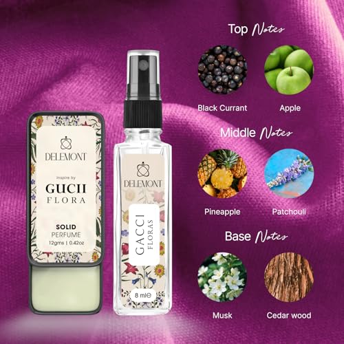 Image of Solid Parfum for Men & Women - Luxurious Romantic Solid and Liquid Perfume with Long-Lasting Fragrance, 12g+8ml Combo - Sensual & Elegant Scent for Special Occasions (Gucii Flora)