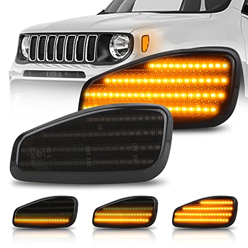 D-Lumina ámbar Luz de señal de giro dinámica LED intermitente secuencial señal de giro Compatible con Jeep Renegade 2015-2017 (solo se adapta a coches con volante a la izquierda)