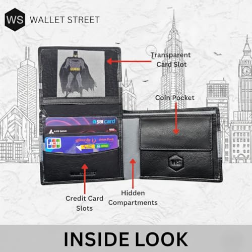 Image of Vintage Black Genuine Leather Bat Wallet | Slim Bi-Fold | 10 Card Slots | Stylish Gift Box | RFID Blocking