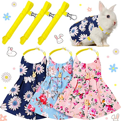 3 Piece Cute Rabbit Leash and Harness Set, Bunny Rabbit Dress Clothes Walking Harness Vest Escape Proof Pet Supply for…