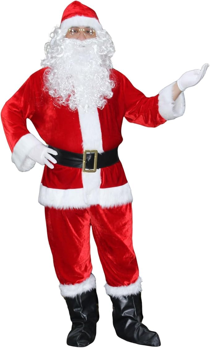 Déguisement de Père Noël pour Hommes Costume Vêtement de Père Noël Adulte Homme（XL