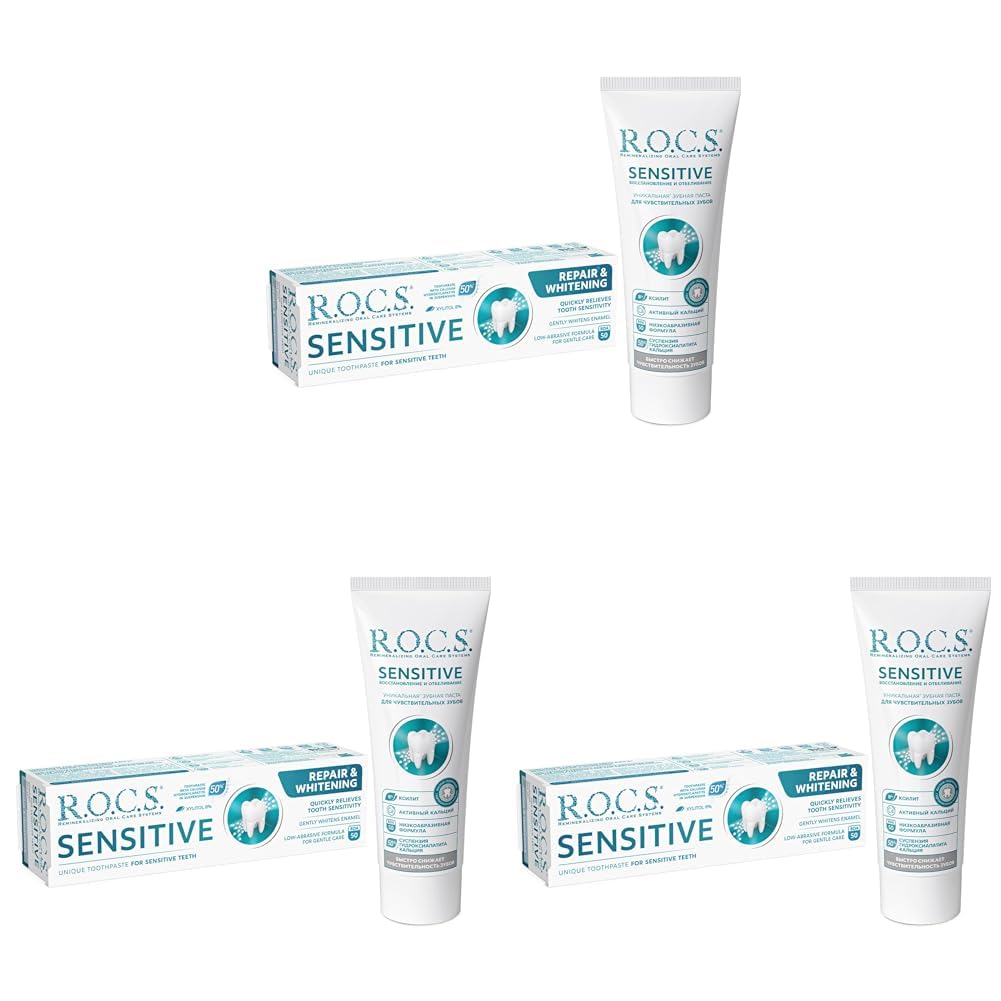 R.O.C.S. ROCS SENSITIVE HASSAS DİŞLER İÇİN ONARIM VE BEYAZLATMA DİŞ MACUNU - 94g (3 paketi)