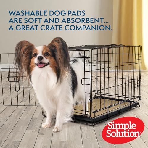 Image of Simple Solution Large Washable Puppy Pad | Reusable Dog Pee Pad | Absorbent and Odor Controlling | 30x32 Inches, 2 Count, Black & Beige