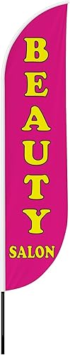 Miniatura 4 de DreamController - Bandera de 3 plumas para salón de belleza (11.5 pies x 2.5 pies)  Bandera alta de publicidad de negocios al aire libre  Bandera de