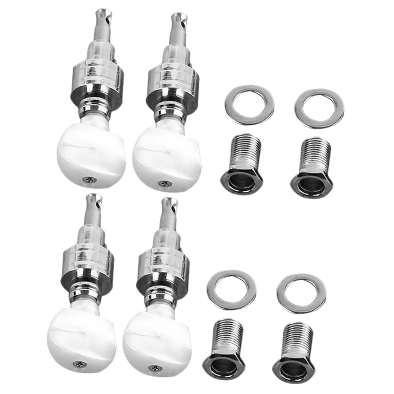 4 Stück Banjo Teile aus Metall mit 4 Stimmwirbeln und 4 Buchsen in Silber Hohe Zuverlässigkeit und Schönes Design für Banjo Zubehör