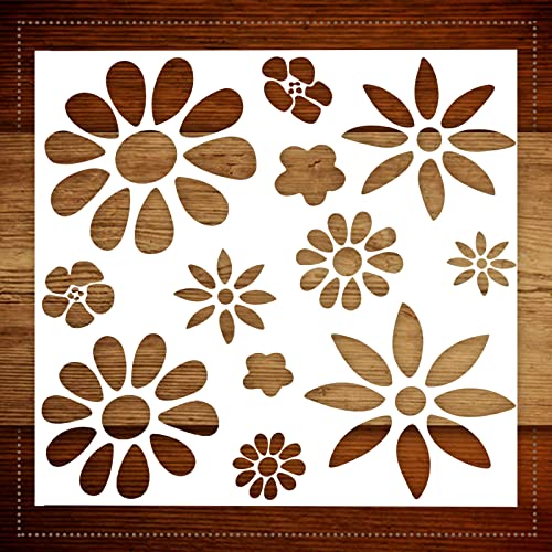Small Flowers Stencil for Painting DIY Decorative Boho Drawing Templates Reusable Paint Stencil for Walls Furniture Crafts Wood Wall Home Decoration (6 x 6 Inches)