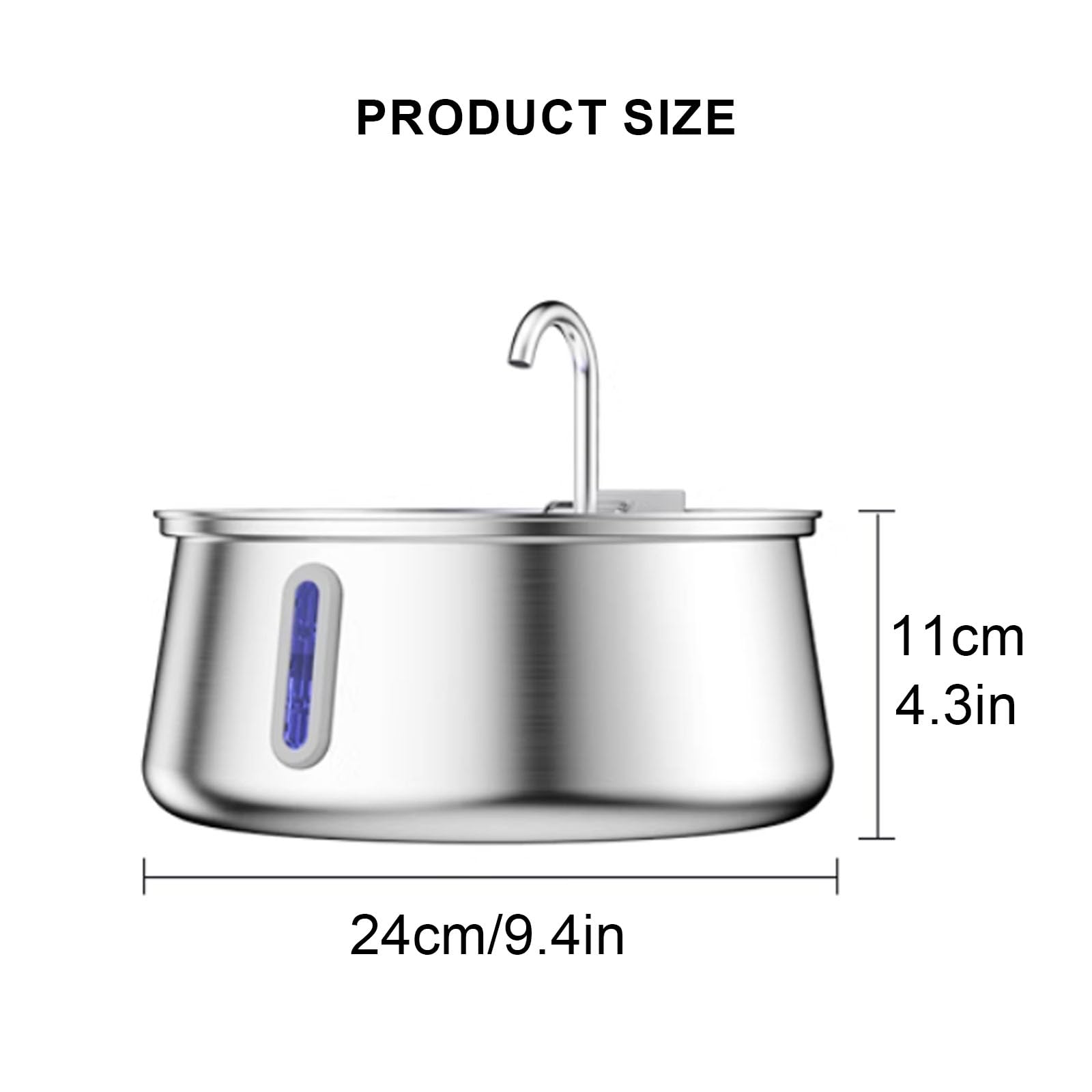 Fontana per Gatti in Acciaio Inox, Automatico Fontanella Gatto con Finestra di Livello dell'Acqua, Design A Forma di Rubinetto con Filtri di Ricambio