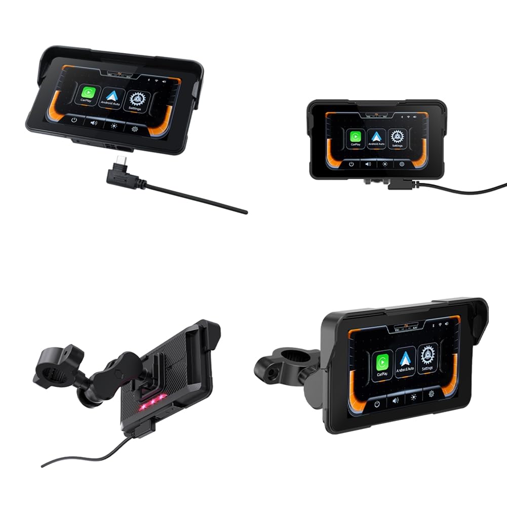 Pantalla de Navegación Digital Portátil para Motocicleta con CarPlay Moto Android Auto de 5.0 Pulgadas y Navegación Inalámbrica para Motocicleta.