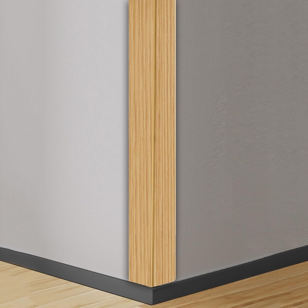 Protections d'angle murales autocollantes en PVC de 99,1 cm – Bande de protection d'angle en forme de L pour murs, portes, fenêtres, chêne – W 2 cm / in in