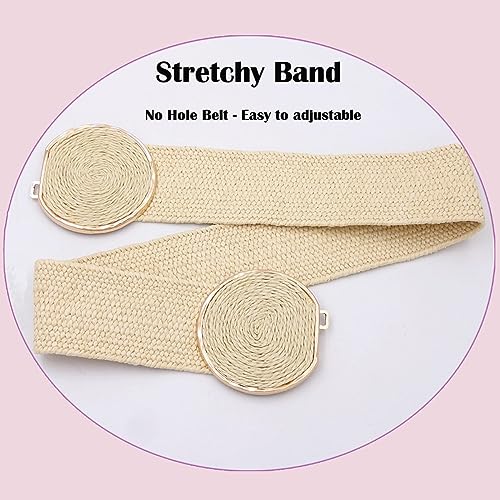 ALAIX Straw Woven Elastic Belt for Women Wide Stretch Waistband for Dress Boho Summer Raffia Belt Dress Belts3