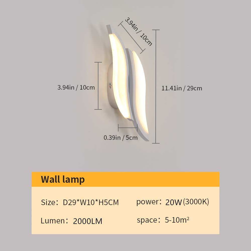 Goeco Applique LED da Parete Interno, Lampada da Parete LED, 12W Moderno Applique a Muro 3000K per Soggiorno Camera da Letto Scale, Bianco