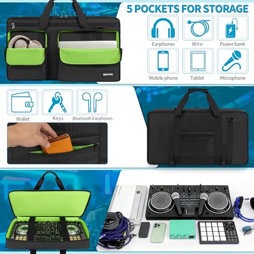 Image of IBVIVIC Lightweight Controller Storage Bag Case Fits for Pioneer DDJ FLX6 /RR /NI Traktor Kontrol S8 /DDJ SX SX2 SX3 /DDJ 800 /Denon MC7000 Padded DJ Travel Carrying Bag