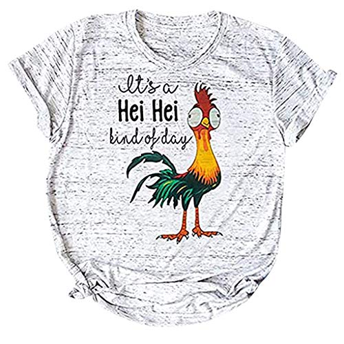 It is a Kind of Day HEI HEI - Short Sleeve Shirts for Women Casual Summer Cute Tops Junior Teen Girls Graphic Tees Shirt Gray