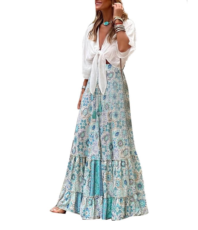 Jupe longue d'été style boho fluide pour camoufler les rondeurs