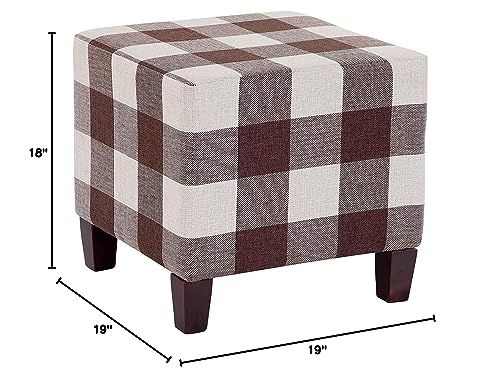 Grafton-Stockton-Square-PlaidCheckered-Ottoman-Footstool-BrownLinen Grafton Stockton Square PlaidCheckered Ottoman Footstool BrownLinen