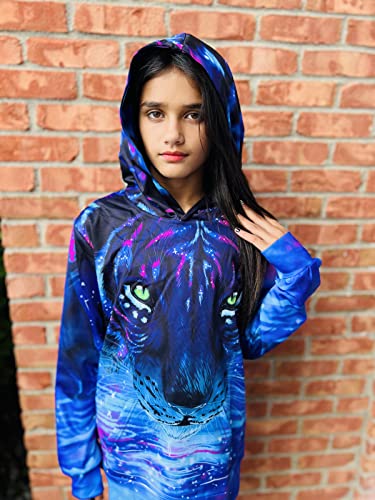 Belovecol Teen Boys Hoodies Creative Printed 3D Tiger Galaxy Hooded Pullover Jumper Shirts Long Sleeve Crew Neck Sweatshirt With Front Pocket 6-8 Years #TOP3
