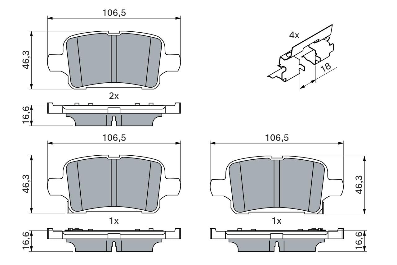 Bosch BP2458 - Pastillas de Freno para Coche Eje Trasero - 1 Juego de 4 Pastillas