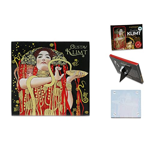 CARMANI - Posavasos de vidrio, almohadilla de vidrio, estera de bebida resistente al calor impreso con Gustav Klimt, Hygieia-Detail from Medicine