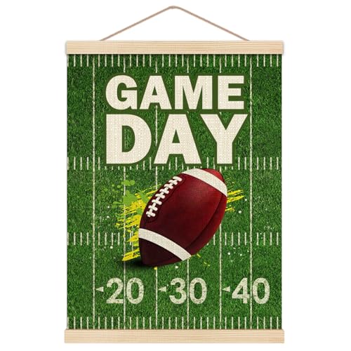 HKTZM Football Wall Decor, Game Day Football Wall Art With Wooden Poster Hanger...