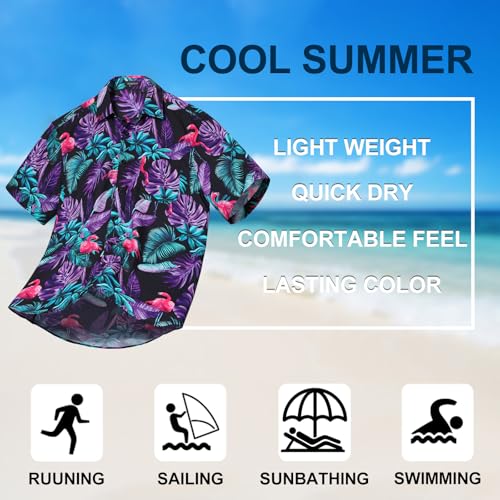 Image of Men's Hawaiian Shirts Short Sleeve Aloha Shirt for Men Casual Button Down Tropical Hawaii Floral Shirt Summer BeachParty