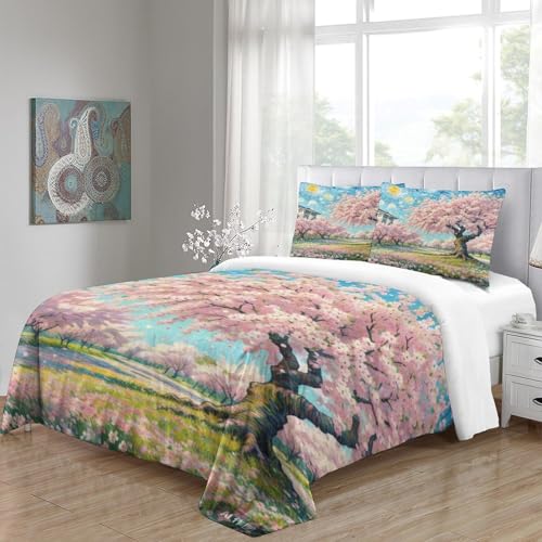 Housse de couette fleur de cerisier 3D microfibre de qualité supérieure - 5