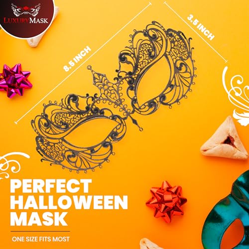 Image of Masquerade Mask for Women with Rhinestones - Elegant Metal Half Face Mask for Masquerade Parties, Mardi Gras, & Themed Events