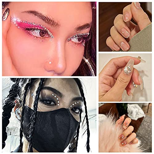 Beadsland 2500pcs Glas Nailart Strasssteine Kristall Flatback Edelsteine Runde, ​​für Handwerk Gemischt 8 Größen SS4 ~ SS30 mit Picking Pinzette und Stift (Kristall Weiss)