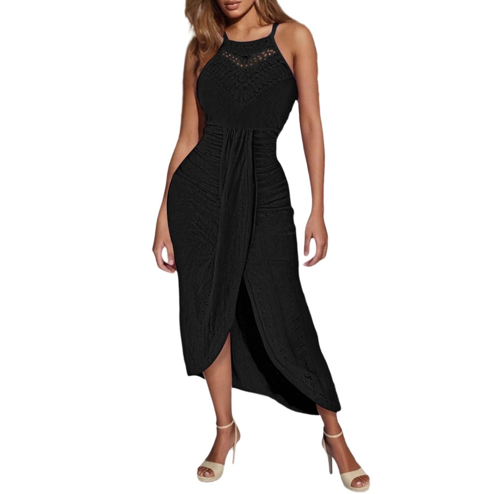 Vestido casual de verano para mujer, sin mangas, con espalda descubierta, tirantes en el cuello, lazo lateral, cómodo, transpirable, para fiestas, uso diario