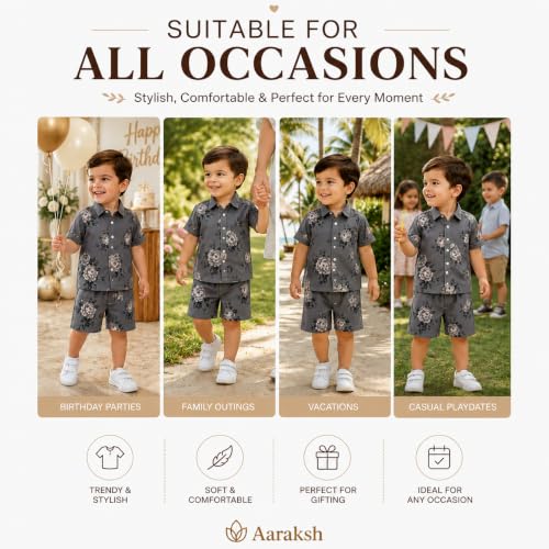 Image of Boys Shirt & Shorts Co-ord Set Kids Regular Wear Clothes Outfit