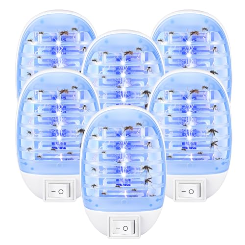 6Pack Indoor Bug Zapper Plug in,Fly Traps Indoor for Home,Electronic Fly Trap Insect Killer,Mosquito Zapper Plug in Mosquitoes Killer with Blue Lights for Living Room,Kitchen,Bedroom,Baby Room,Office