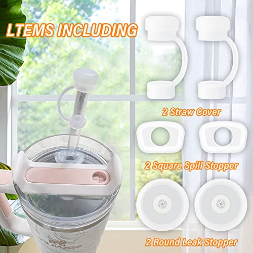 Spill Proof Stopper Set Of 3, Silicone Spill Leak Stopper Fit With Stanley Cup 1.0 30&40 Oz Tumbler Cup Accessories Including 2 Straw Cover Cap 2 Square Spill Stopper 2 Round Leak Stopper #TOP5