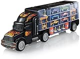 Play22 Toy Truck Transport Car Carrier - Toy Truck Includes 6 Toy Cars & Accessories - Toy Trucks Fits 28 Toy Car Slots - Great Car Toys Gift for Boys & Girls - Original