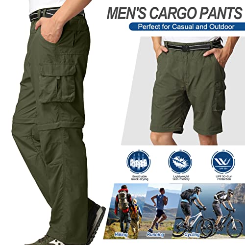 Linlon B07MGL2DV6 Men'S Outdoor Quick Dry Convertible Lightweight Hiking Fishing Zip Off Cargo Work Pants Trousers,Army Green,32 thumb #2