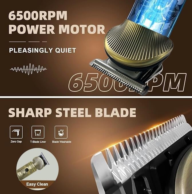 Trimmer blade showing easy clean and washable features