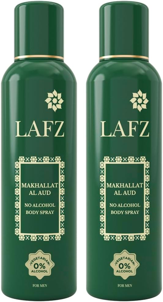 LAFZ No Alcohol Deodorant Body Spray For Men & Women, Combos (Makhallat Al Aud Pack of 2)