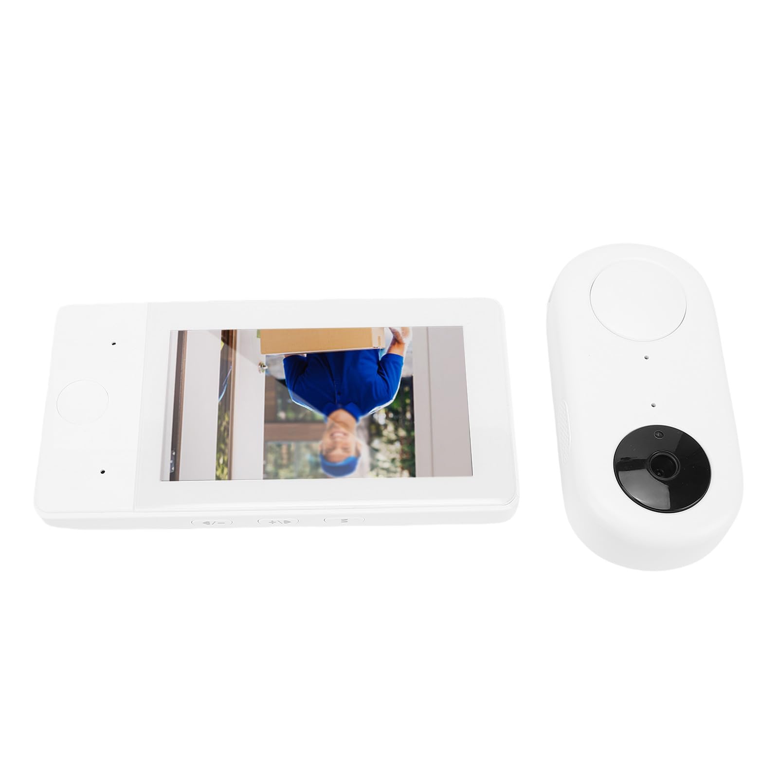 Fabater Cámara de Timbre de Vídeo Inalámbrica, Cámara de Timbre de Puerta a Prueba de Agua IP65 con Pantalla de Monitor de 4,3 Pulgadas, Audio de 2 Vías, ángulo de
