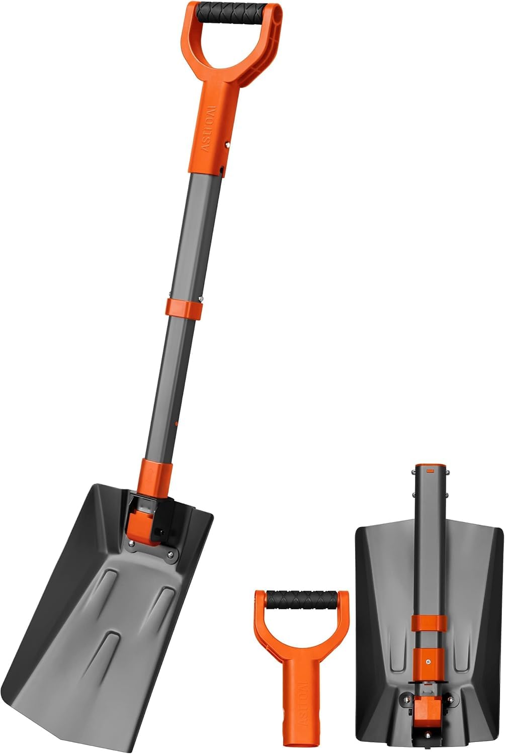 AstroAI 38.4" Folding Snow Shovel for Car Extendable Snow Shovel with Thickened Aluminum Handle and Reinforced Iron Hinge Portable and Multifunctional for Driveway Cars Camping and Mud Dark Grey