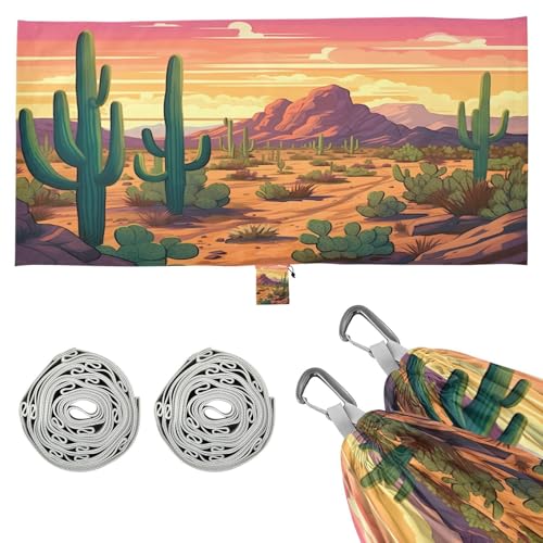 SDMKA Desert Landscape Camping Hammock, 330 lbs with 2 Tree Straps, Carry Bag, Single Portable Hammock for Outdoor/Indoor, Hiking, Beach, Backpacking, Travel