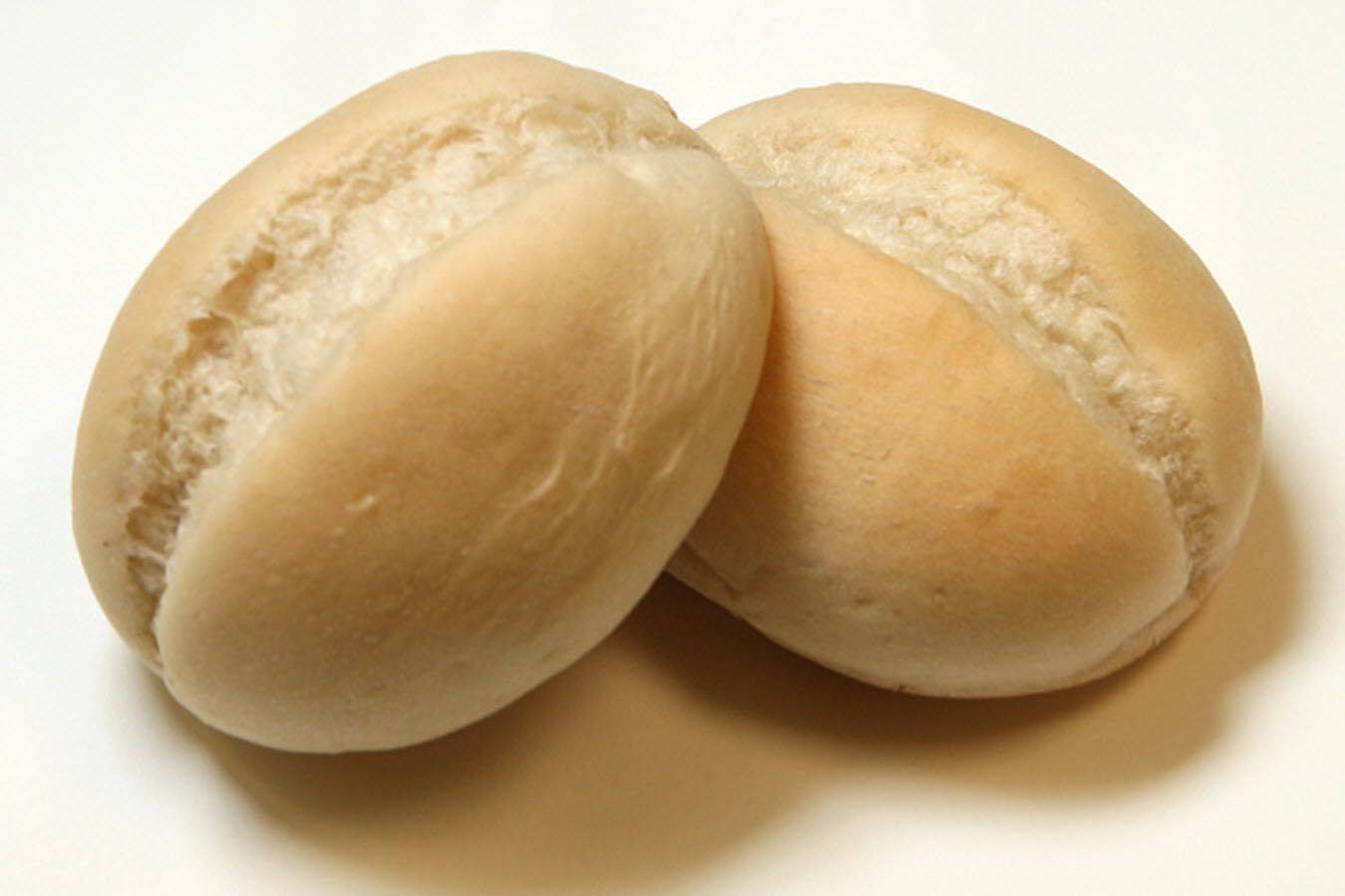 Rotellas Small Split Top White Dinner Roll, 4 inch Length -- 64 per case.