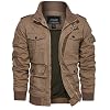 EKLENTSON Manteau pour Homme avec Multi Poches Extérieur Travail Veste Cargo Décontracté Blouson, Kaki, L